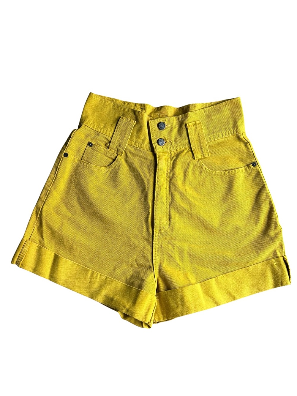 Vintage LEI Yellow High Waisted Denim Shorts Waist 31” USA Riding Wear Cotton